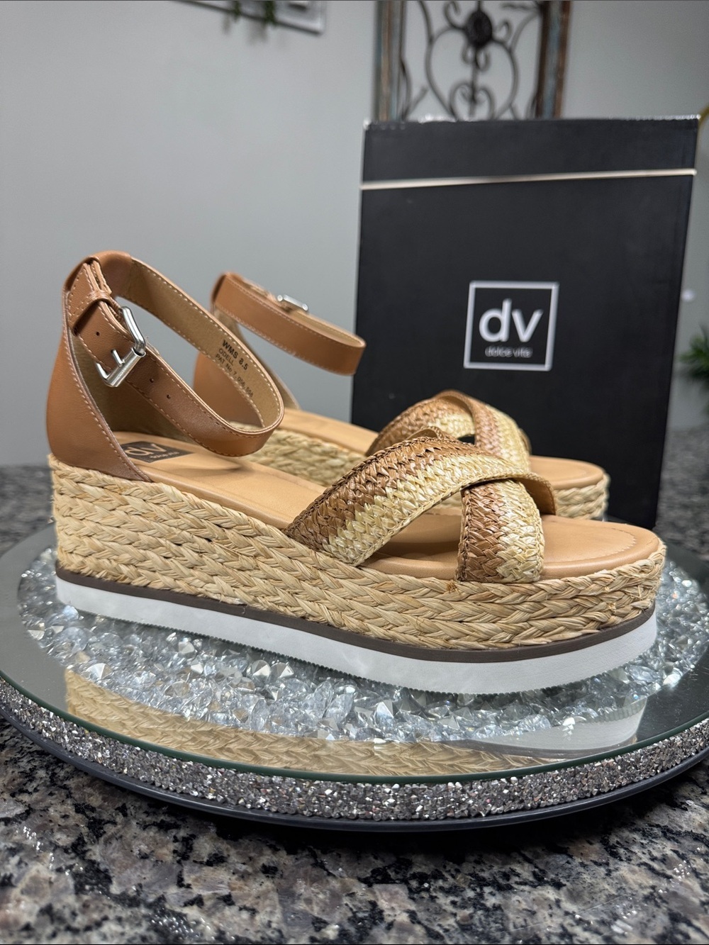 Dolce Vita odel Tan cafe Braided Platform espadrille Ankle-Strap Sandals NEW 8.5